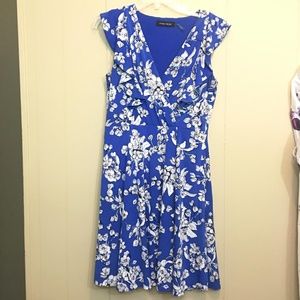 Ivanka Trump | Floral Faux Wrap Dress | Blue